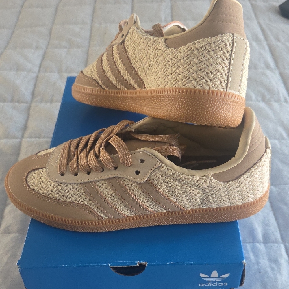 Adidas Woven Beige and Brown Sneakers Samba OG W NEW